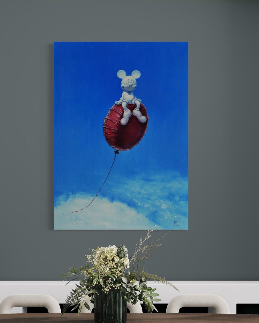 Hot air balloon flight Contemporary Art Original oil Painting, Ready to Hang