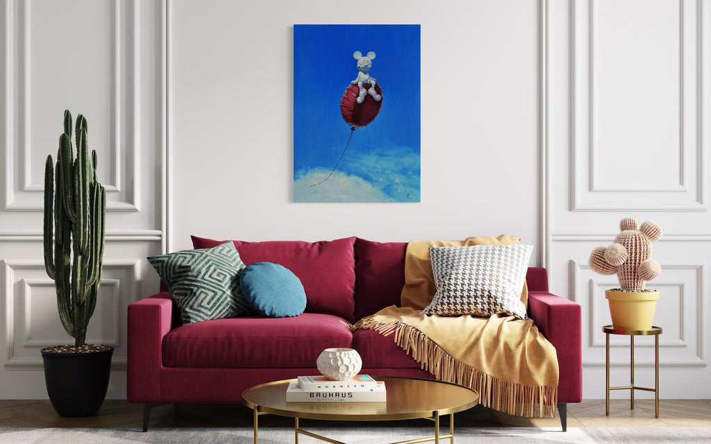 Hot air balloon flight Contemporary Art Original oil Painting, Ready to Hang