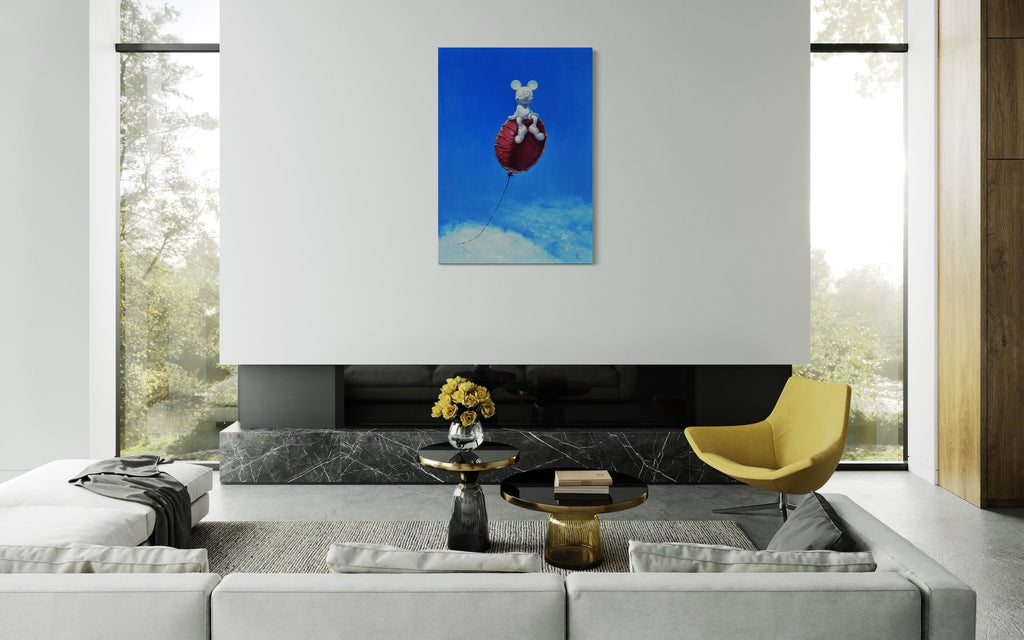 Hot air balloon flight Contemporary Art Original oil Painting, Ready to Hang